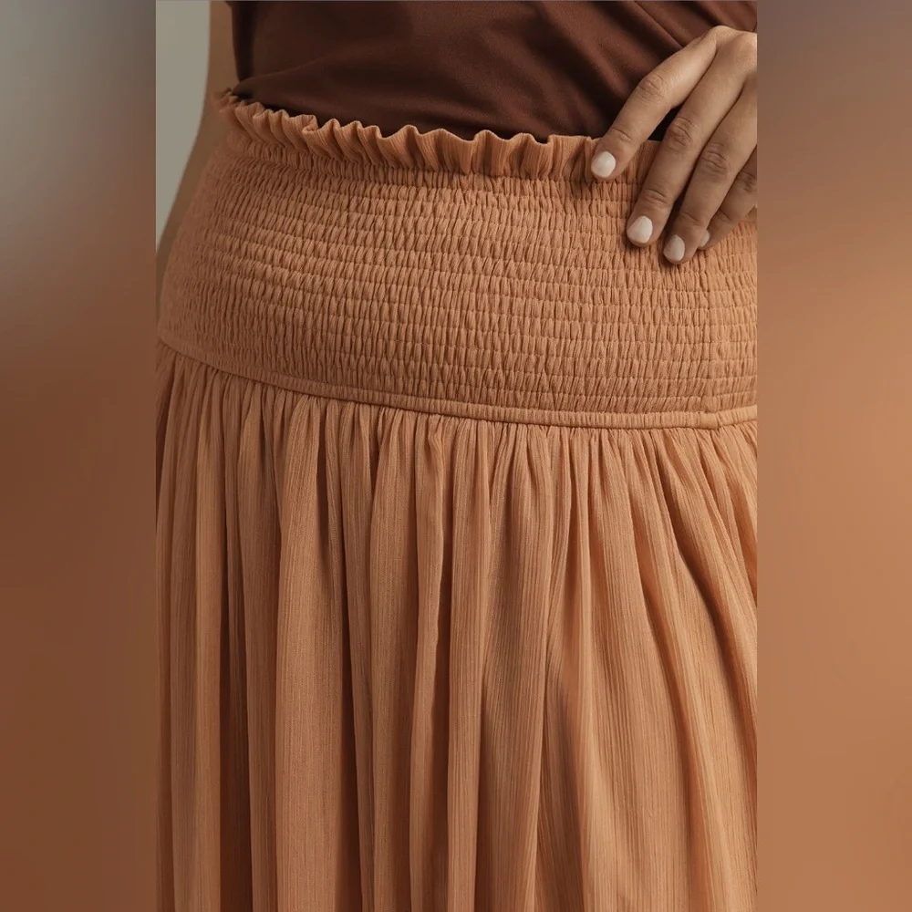 ✨ Anthropologie Smocked Sheer Maxi Skirt Sz 2X - Picture 4 of 13